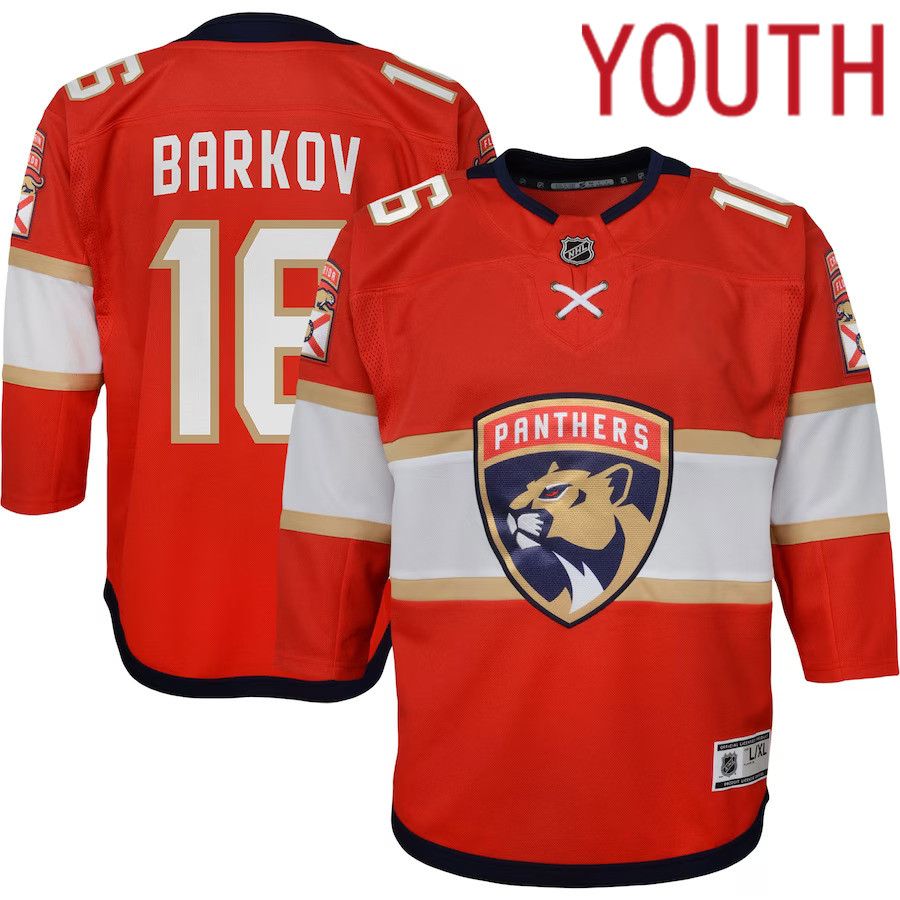 Youth Florida Panthers #16 Aleksander Barkov Red Home Captain Replica Player NHL Jersey